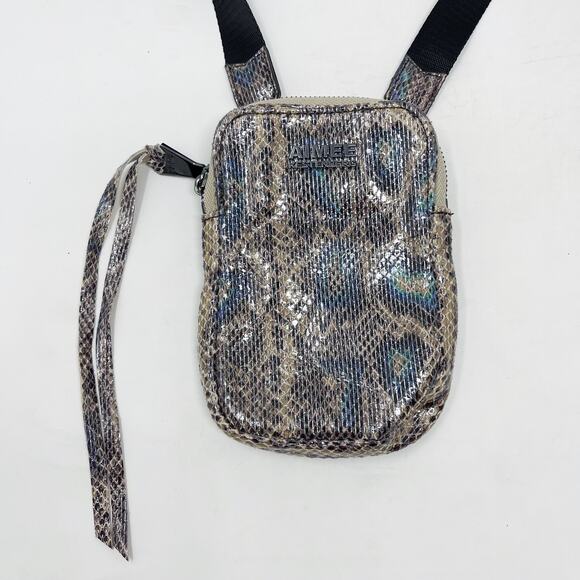 Aimee Kestenberg Snakeprint Just Saying Stadium Crossbody Bag Bejeweled Leather - Picture 3 of 10